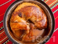 Рецепта Вкусен пълнен крехък печен заек с ориз, лук и дреболии в тава под фолио на фурна